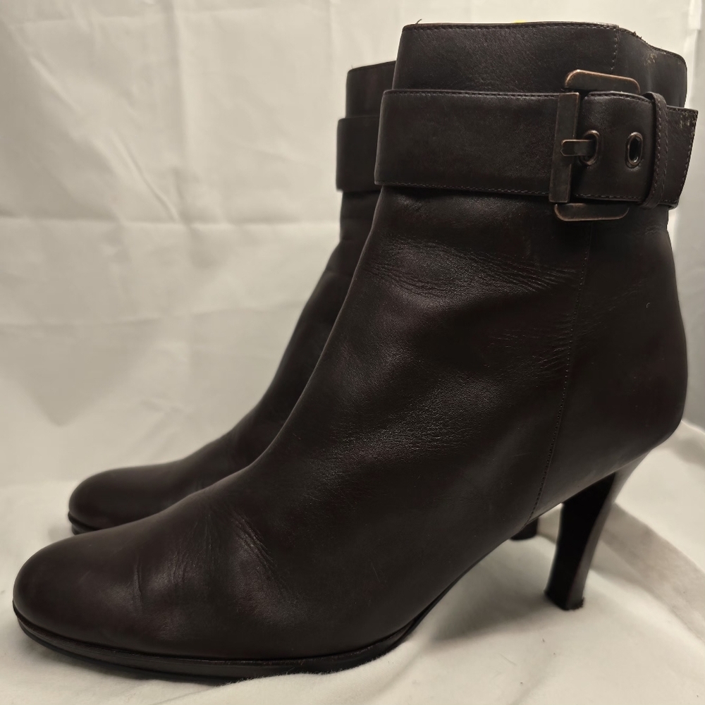 Alfani Dark Brown Leather Ankle Boots with Buckle 7 1/2 - Picture 9 of 11